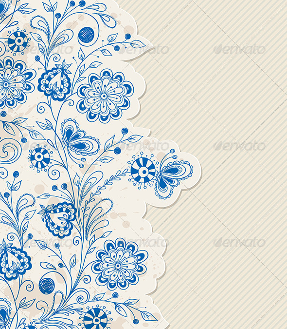 Blue Hand Drawn Flowers - Flowers & Plants Nature