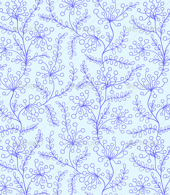 Seamless Pattern with Blue Flowers - Patterns Decorative