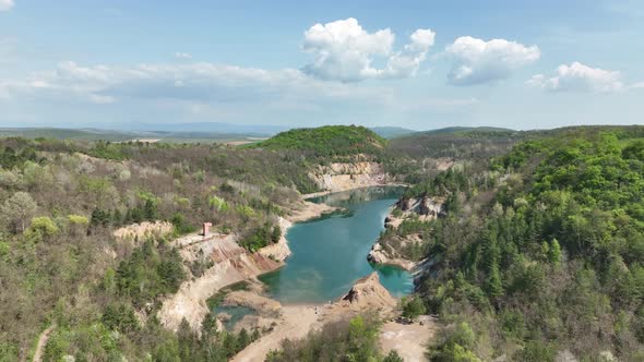 Aerial view of Lake Rudabanya in Hungary