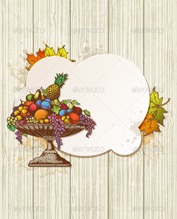 Vintage Banner with Fruits - Food Objects