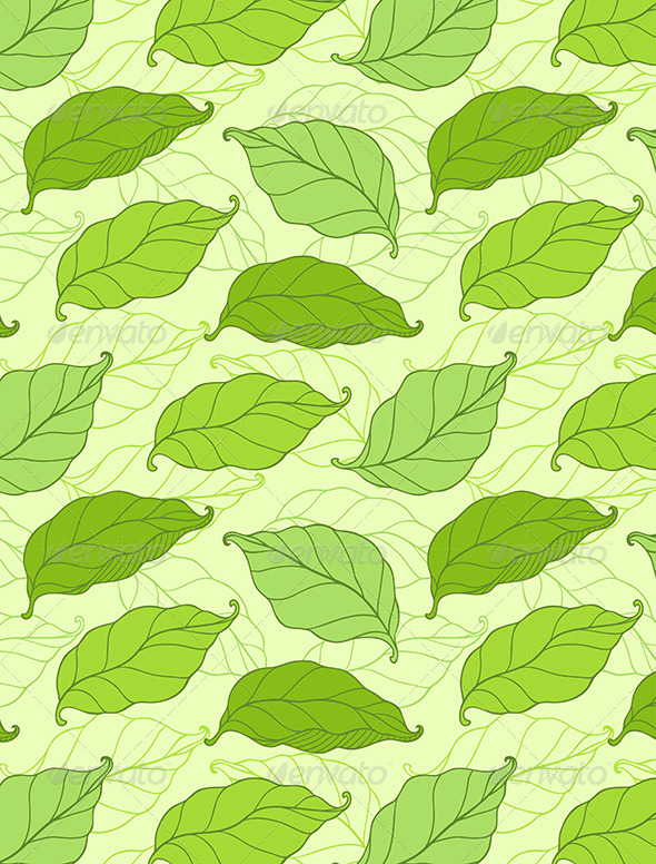 Pattern with Green Spring Leaves - Patterns Decorative