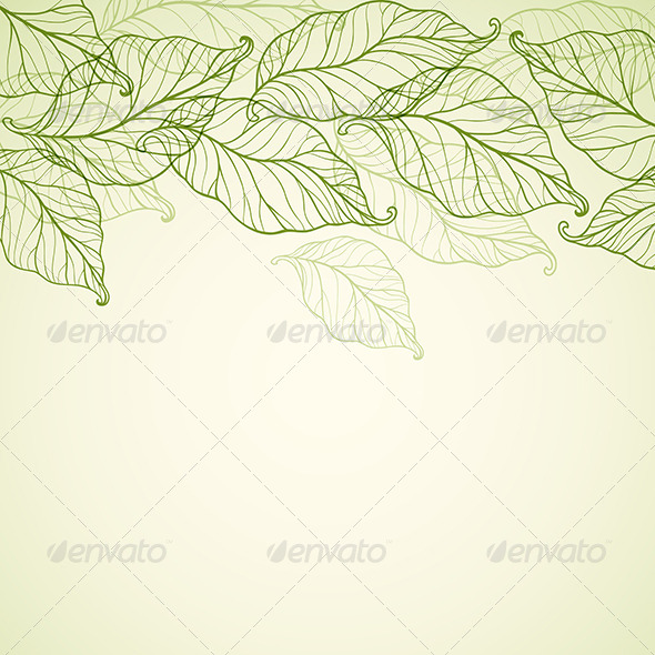 Background with Falling Green Leaves - Backgrounds Decorative