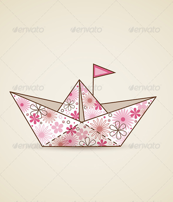 Paper Boat and Flowers - Travel Conceptual