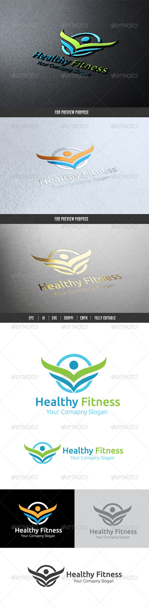 Healthy Fitness - Crests Logo Templates