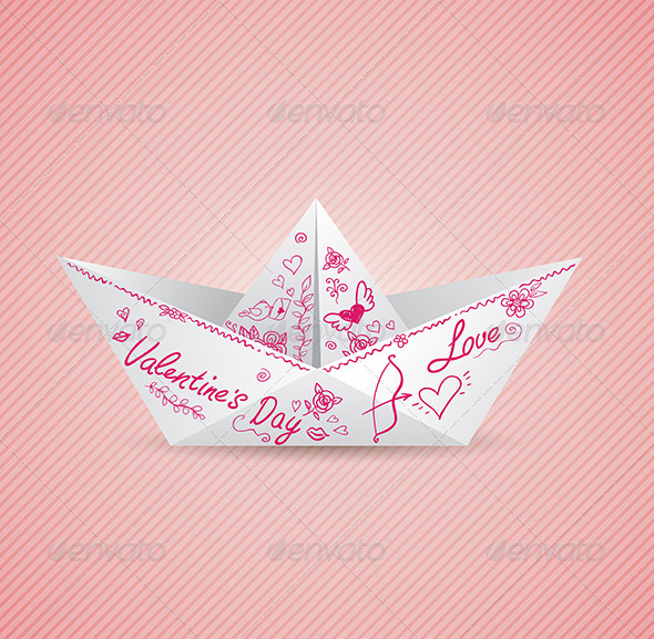 Background with Paper Boat - Valentines Seasons/Holidays