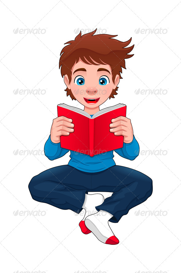 Boy is Reading a Book - People Characters