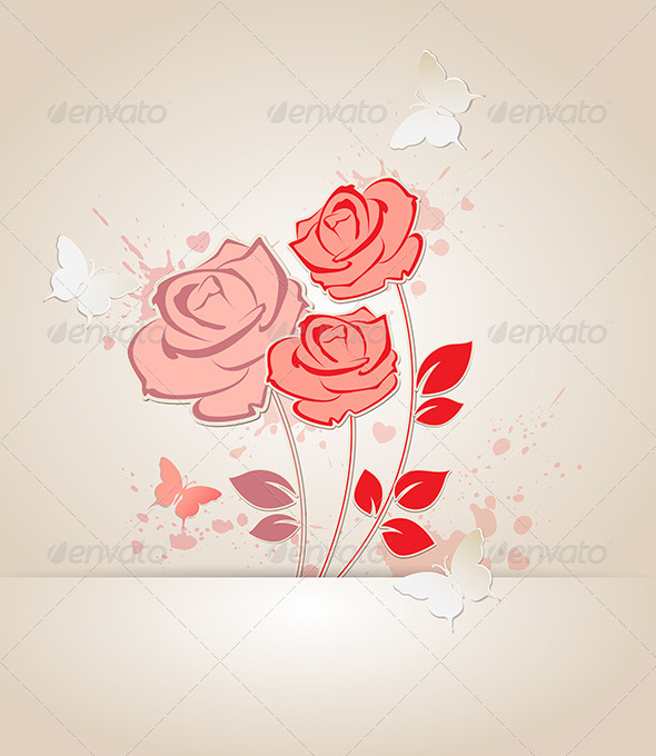 Red Roses and Butterflies - Flowers & Plants Nature