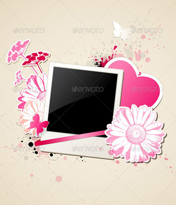 Background with Photo and Flowers - Valentines Seasons/Holidays