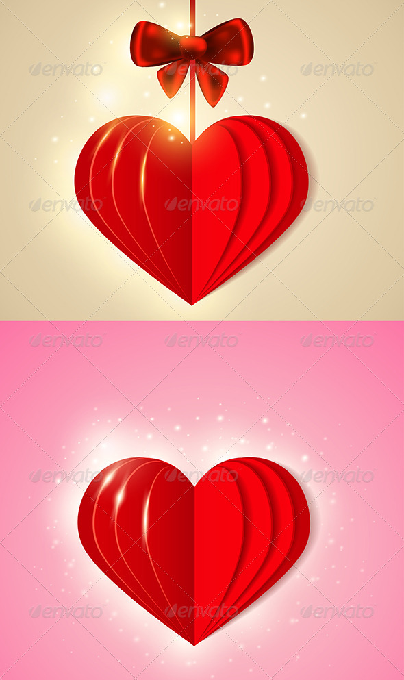 Red Shining Paper Heart - Valentines Seasons/Holidays