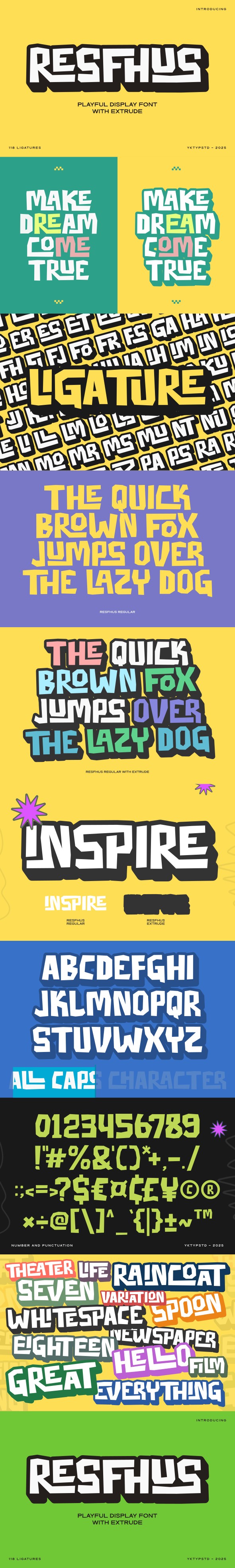 Resfhus - Playful Extrude Font