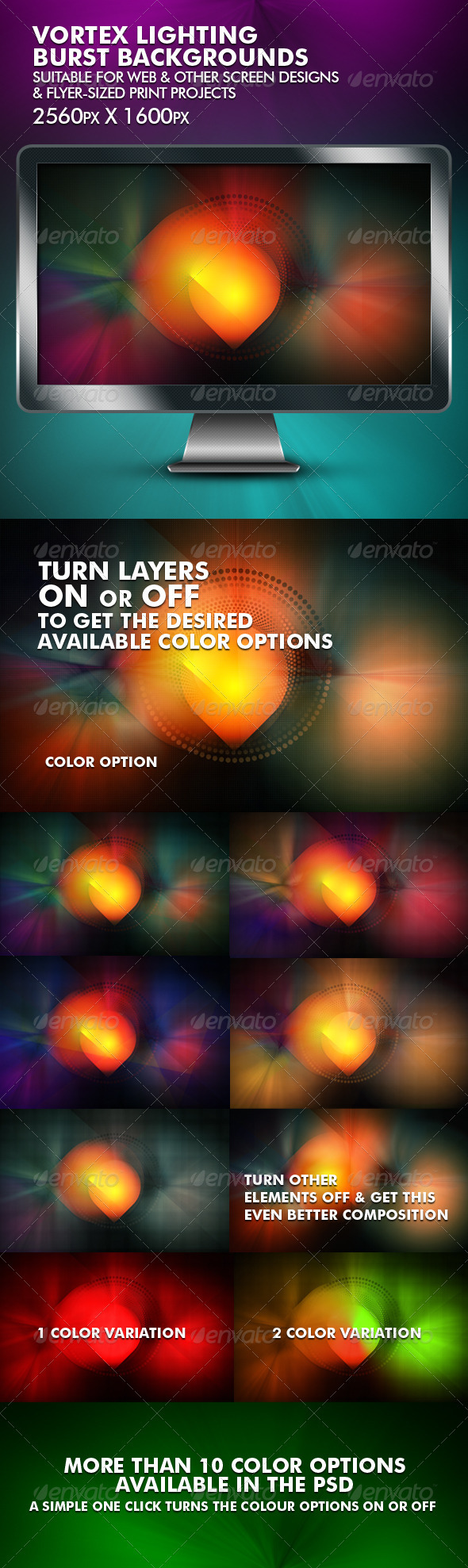 Vortex Lighting Burst Backgrounds - Backgrounds Graphics