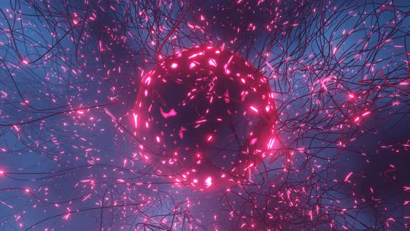 Abstract Magic Crystal Luminous Ball with Luminous Threads