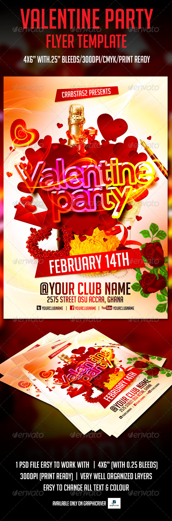 Valentine Party Flyer Template - Events Flyers