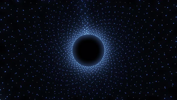 The movement of particles along the trajectory of a torus, as if it were a black hole in space