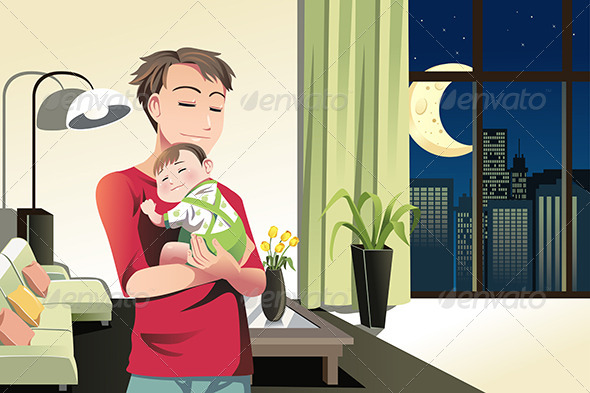 Father and Son at Home - People Characters