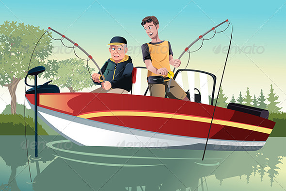Father and Son Fishing - Sports/Activity Conceptual