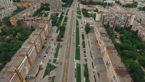 Aerial Shot of Modern Russian City Samara, Host City of World Cup