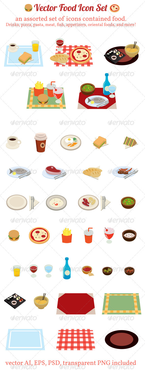 Vector Food Icon Set - Food Objects