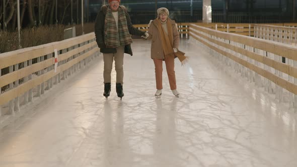 Senior Couple Ice-Skating Outdoors alt
