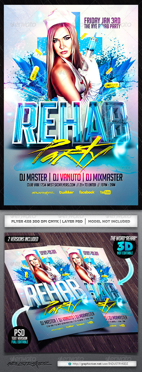 Rehab Flyer Template - Clubs & Parties Events