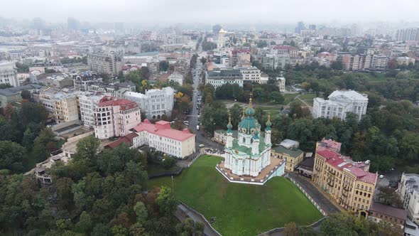 Cityscape of Kyiv, Ukraine. Aerial View, Slow Motion alt