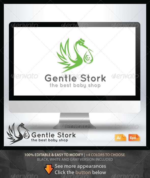 Gentle Stork - Animals Logo Templates