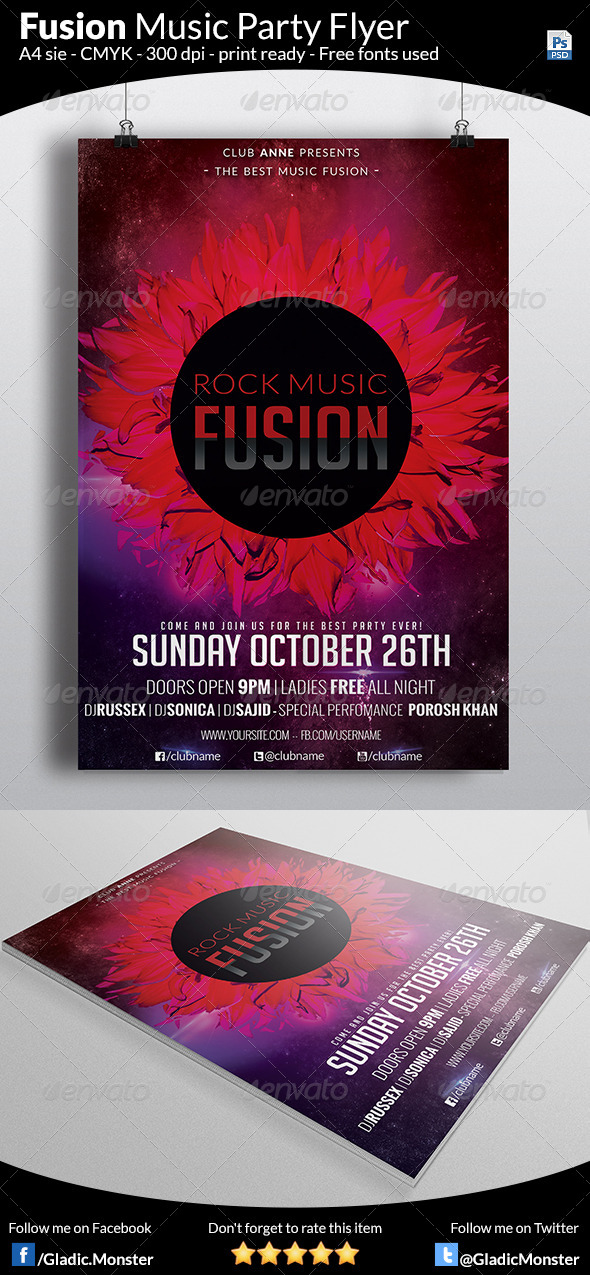 Rock Fusion Music Flyer - Clubs & Parties Events