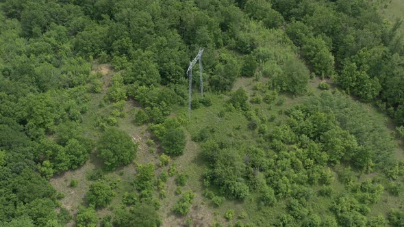 Transmission tower of electric power 4K aerial video
