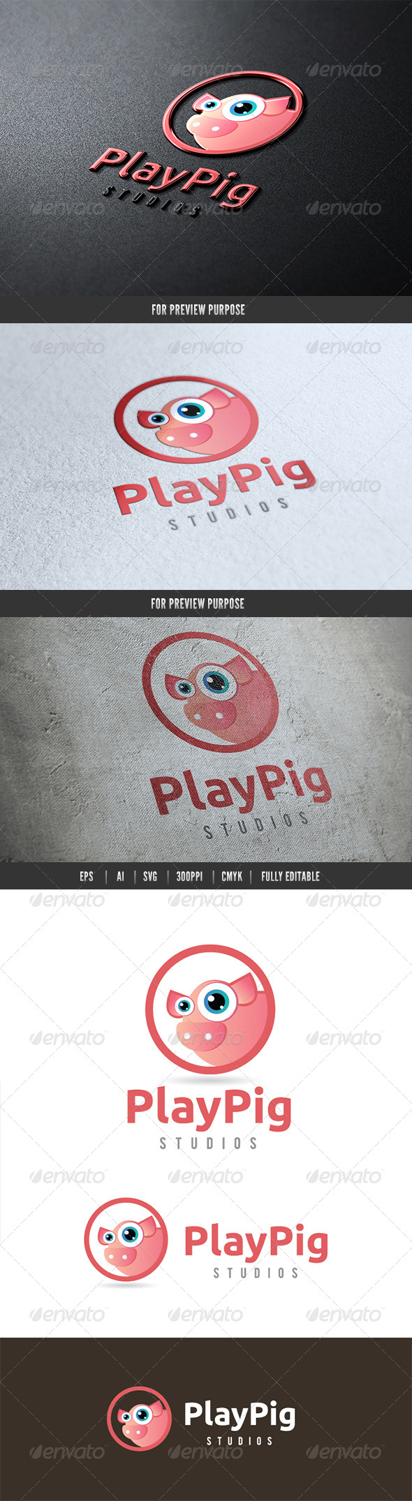 Play Pig - Animals Logo Templates