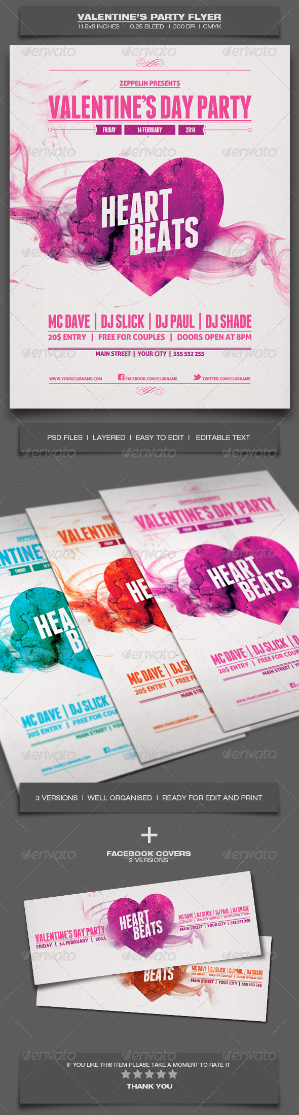 Valentine's Day Party - Event Flyer Template - Holidays Events