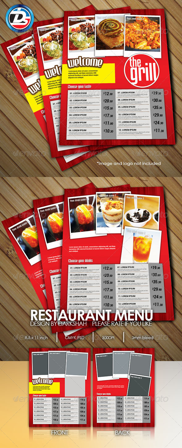 Restaurant Menu - Food Menus Print Templates