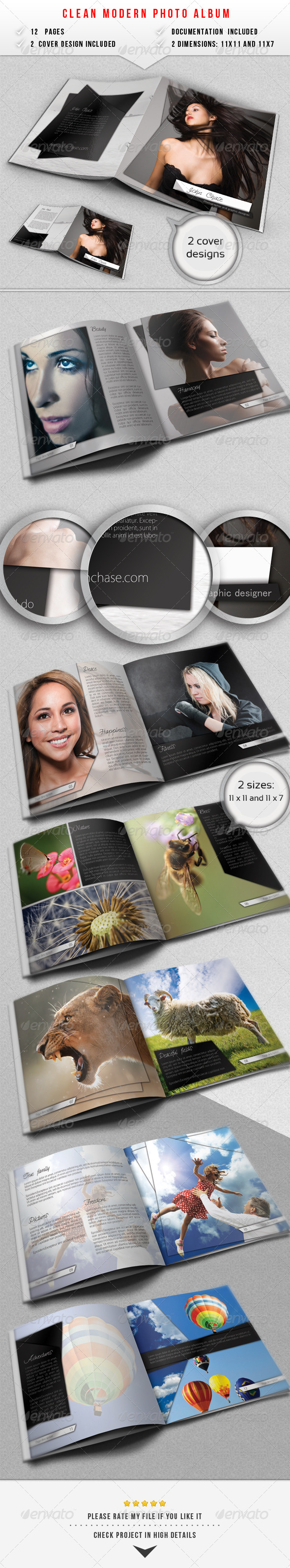 Clean Modern Photo Album - Photo Albums Print Templates