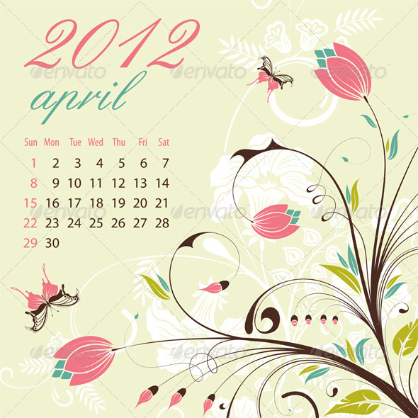 Calendar for 2012 April