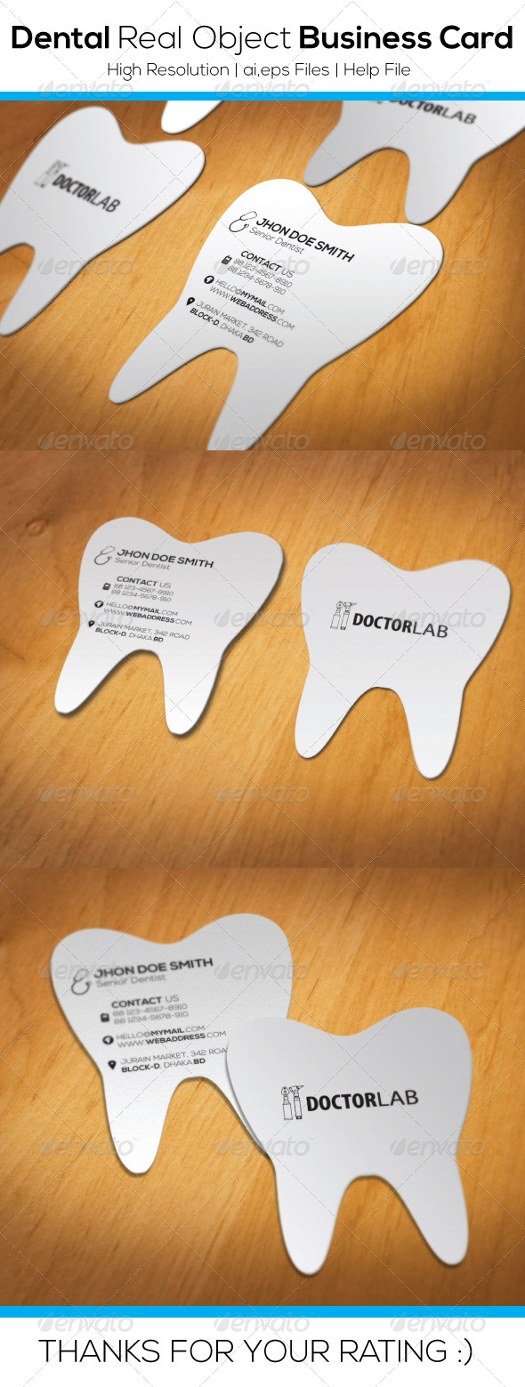 Dental Real Object Business Card - Real Objects Business Cards