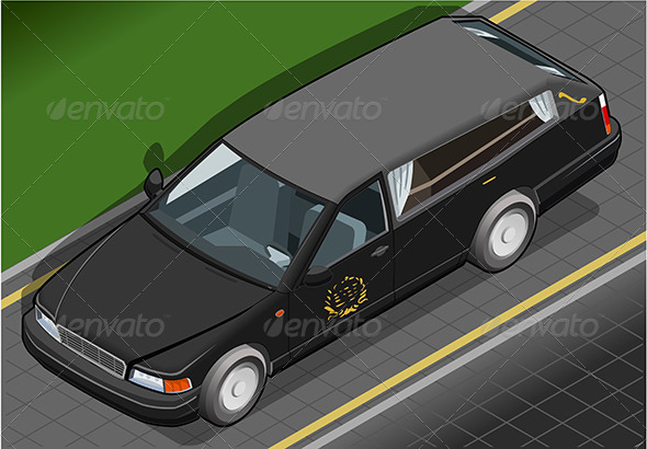 Isometric Hearse in Front View - Objects Vectors