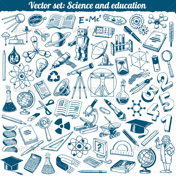Science and Education Vector Set - Objects Vectors