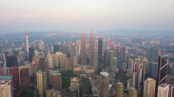 Aerial view of Kuala Lumpur Downtown, Malaysia in urban city in Asia. Skyscraper high-rise buildings alt