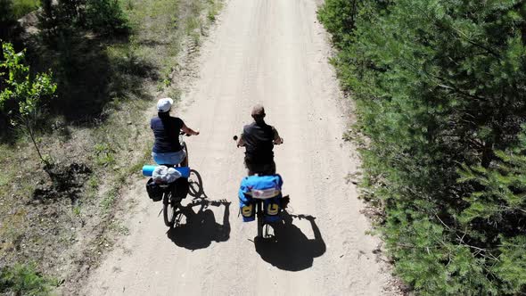 Couple on Bicycles Travelling By Country Road Happy Inspirational Healthy Weekend