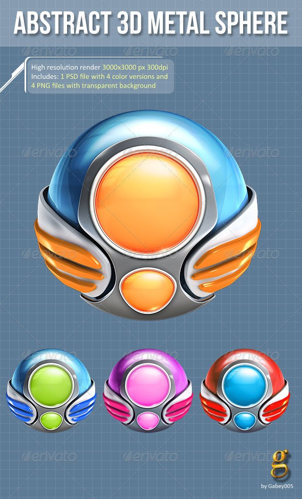 Abstract 3d metal spheres, 4 versions - Abstract 3D Renders