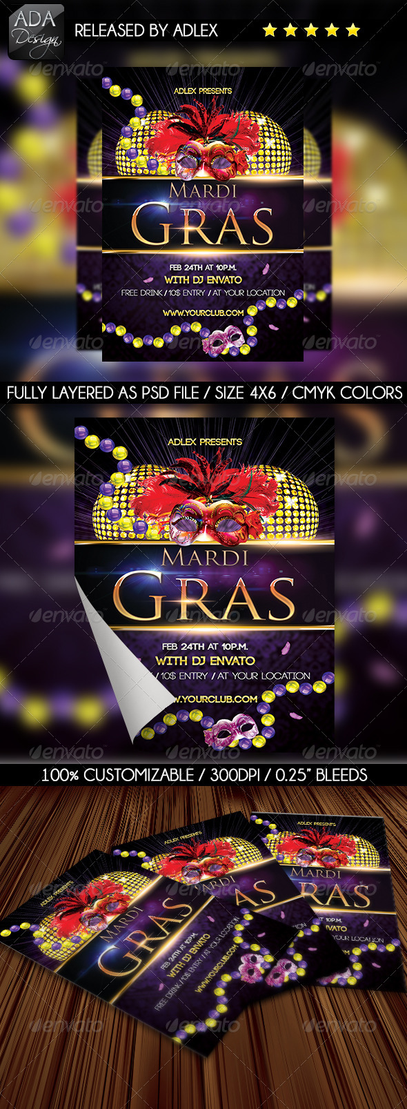 Mardi Gras Carnival - Masquerade Flyer - Holidays Events