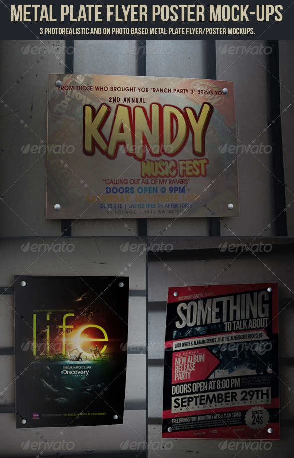 Metal Plate Flyer Poster Mock-Ups - Graphics