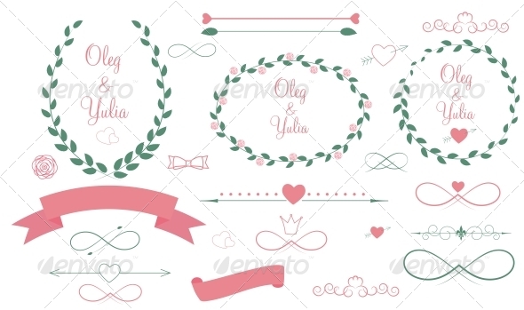 Set of Wedding Graphic Elements - Valentines Seasons/Holidays