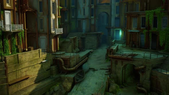 Old Fishing Harbor in Old Small City at Early Morning alt