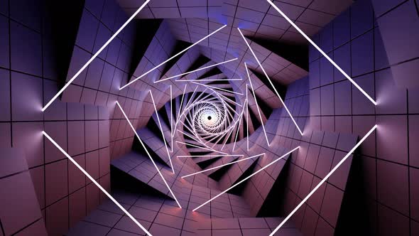 Geometric figures in abstraction seem to fall into the abyss against a background of delicate color alt