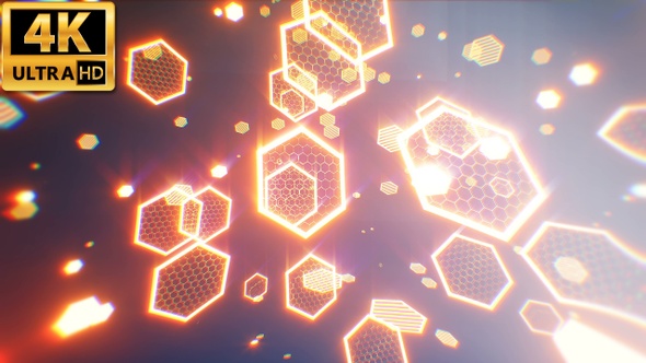 Glowing Hexagons Abstract Background 4k