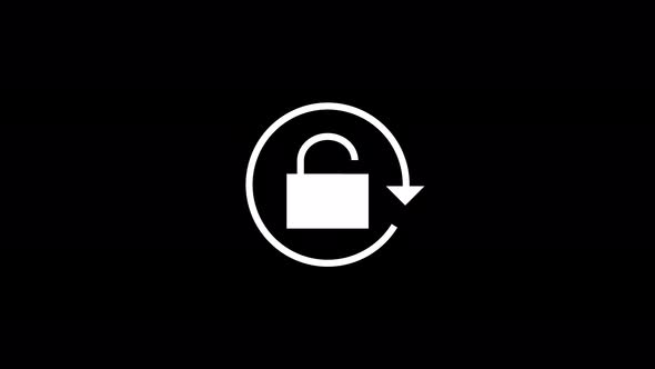Glitch Closed Lock Icon on Black Background