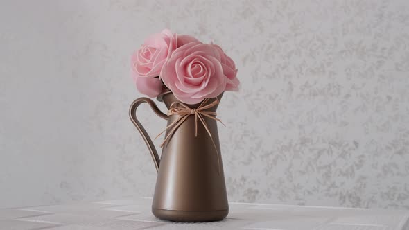 Pink Flowers On Vase Rotating