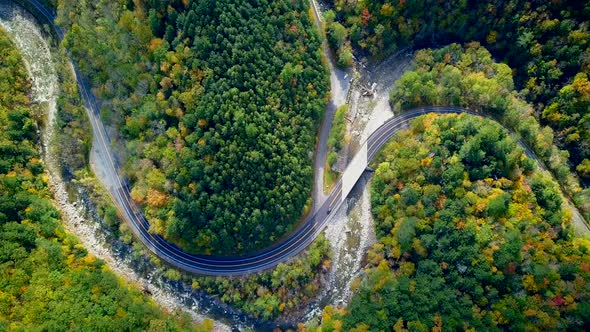 Mohawk Trail Winding Road in Autumn