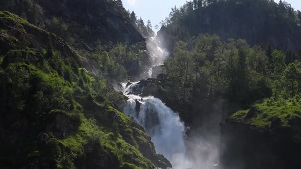 Latefossen Waterfall Odda Norway alt