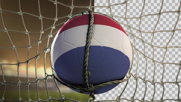 Soccer Ball Scoring Goal Night Frontal - Netherlands